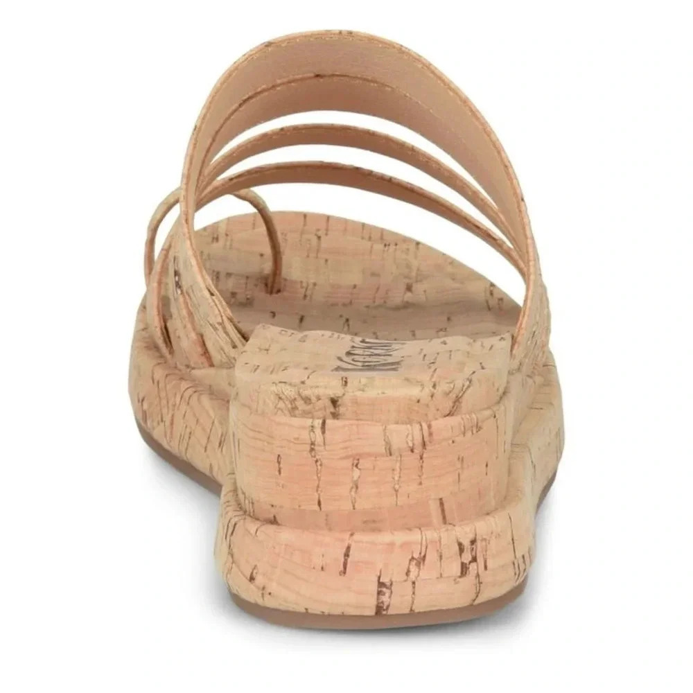 Kork’s Platform Leather & Cork Toe Loop Maya Strappy Round Tie Wedge Sandals - Picture 3 of 11